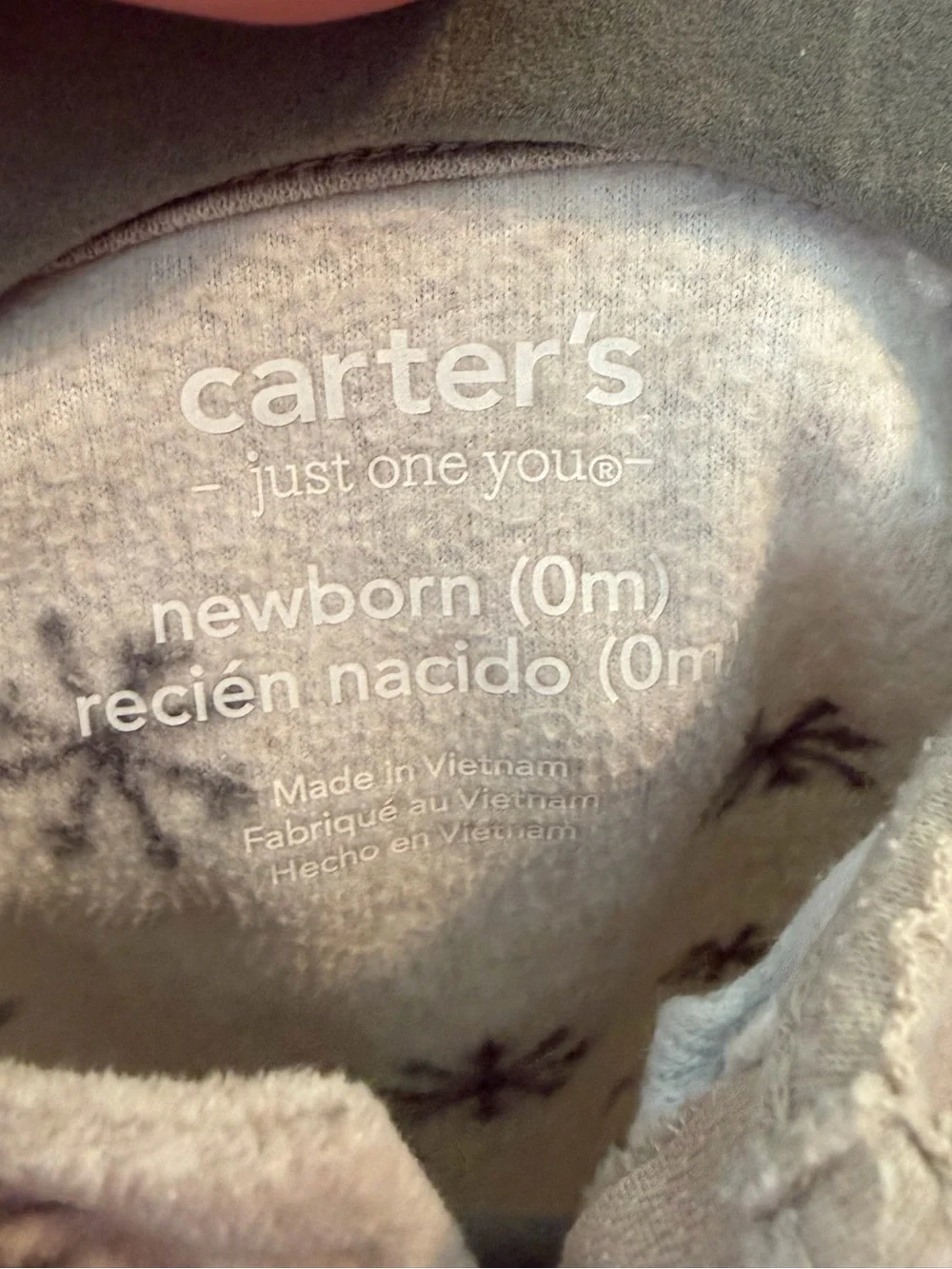 Carter's Beige Footed One-Piece with Navy Snowflake Print